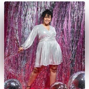 Torrid Metallic Silver Sparkle Shimmer Dress  New Years NWT 2x